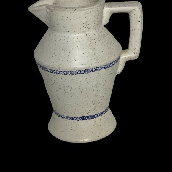VTG McCoy Nelson Blue Willow USA Grecian beige speckled blue design pitcher - Picture 4 of 11